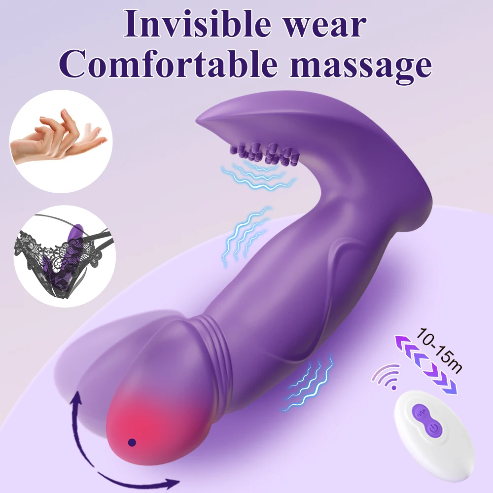 Vibromasseur télécommandé pour femme, gode de poussée, jouets sexuels pour femme, remuant le doigt, point G, stimulateur de clitoris, culotte sans