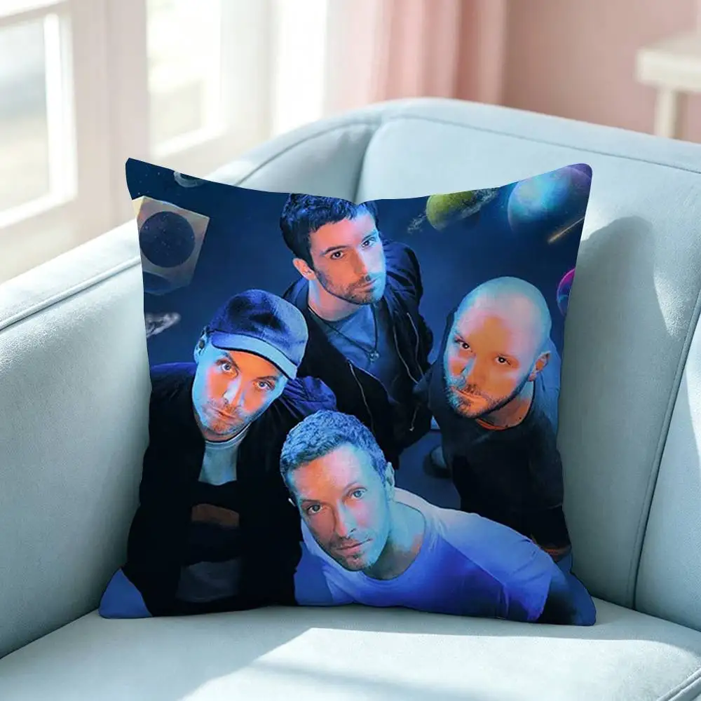 Popular Rock Band C-Coldplay Square Double-Sided printed Pillow Case Bedroom Bedside Pillow Sofa Cushion Cover