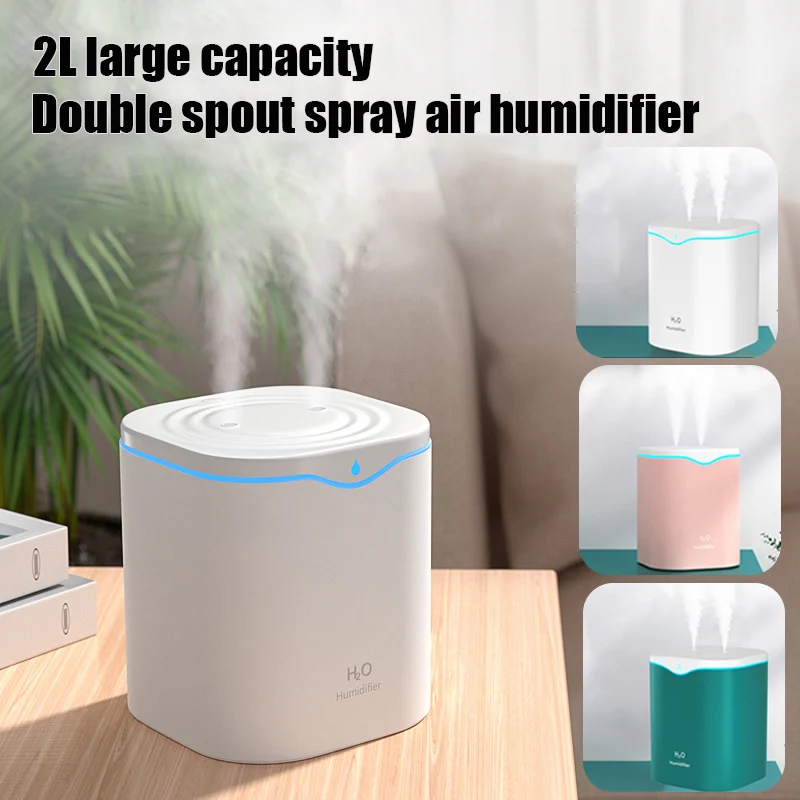 

2000ML Air Humidifier Double Spray Port USB Essential Oil Humificador Aroma Diffuser Cool Mist Maker Fogger Home Office Purifier