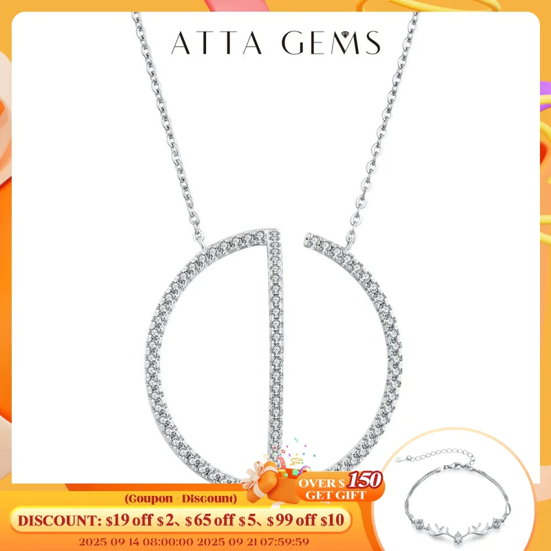 

Attagems 2022 New Round Cut Moissanite Necklace Diamond Pendant Necklace For Women Girls Party Gift Sterling Silver Fine Jewelry