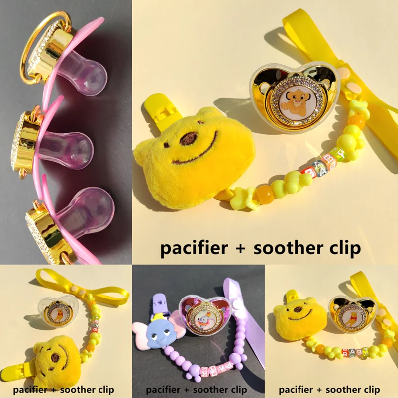 Winnie Pooh Cute Plush Doll Toy For Babies Holder for Pacifier BPA Free Silicone Teeteer Beads Nipples for Babes Babyshower Gift