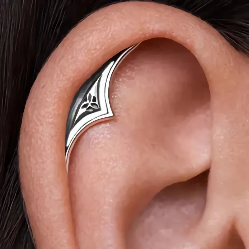 

Bohemian Mandala Lotus Flower Punk Earring Geometric Hidden Helix Piercing Silver Color Halloween Accessories Gift Jewelry