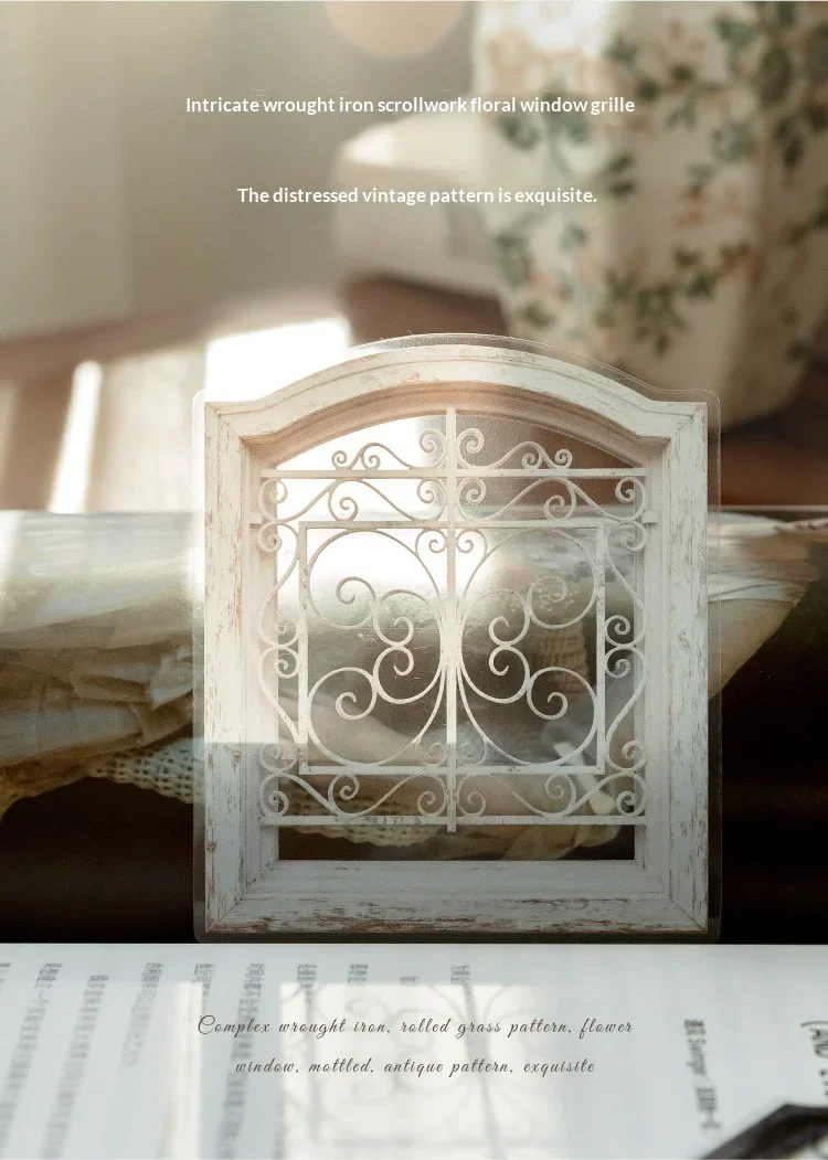 JIANWU Vintage Baroque Window Landscape Material Collage Scrapbooking PET Sticker Creative DIY Journal Stationery