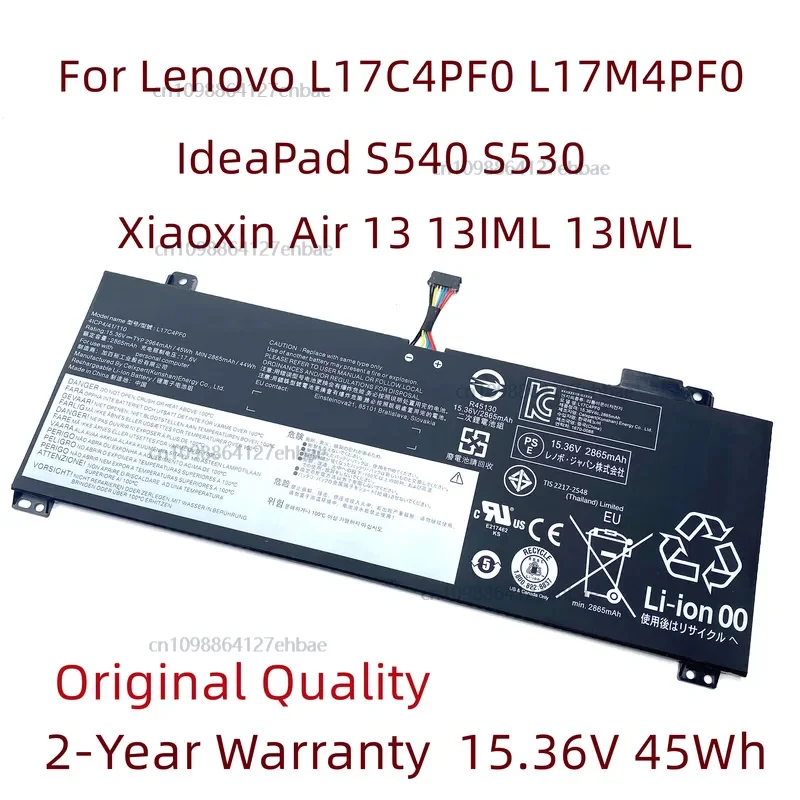 

New l17c4pf0 laptop battery for Lenovo IdeaPad S540 S530 S540-14 IMO for Xiaoxin Air 13 13m5 13iwl l17m4pf0 15.36v 45wh