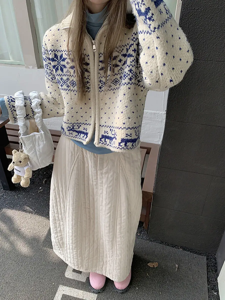 올 매치 코튼 두꺼운 하프 클래식 스커트 여성 겨울 하이웨이스트 따뜻한 꽃봉오리 스커트 A라인 스트레이트 튜브 트렌드 스커트