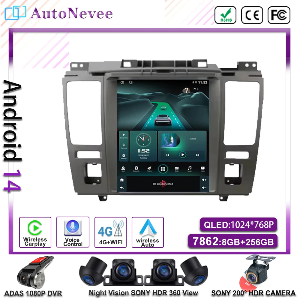 Android 14 9.7 inch  For Nissan Tiida Versa 2004 - 2013 Multimedia Player GPS Navigation Auto Radio Touch Screen Dash Cam wifi