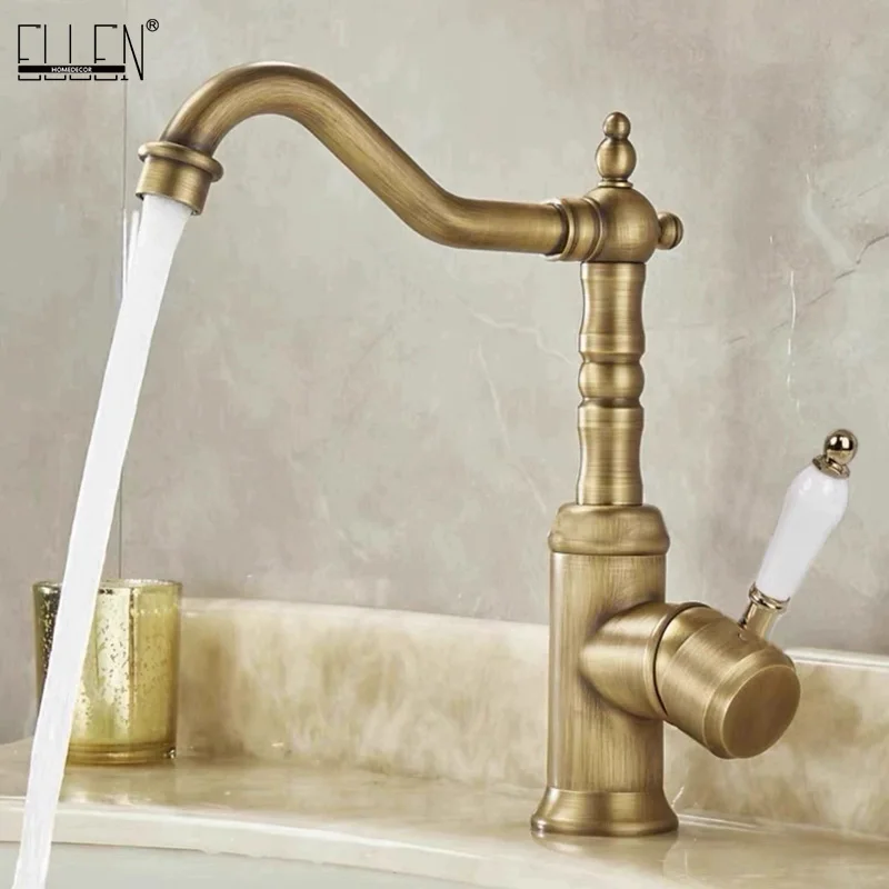 

Bathroom basin faucet household washbasin sink hot and cold anti-splash faucet Antique brass color EL6118A