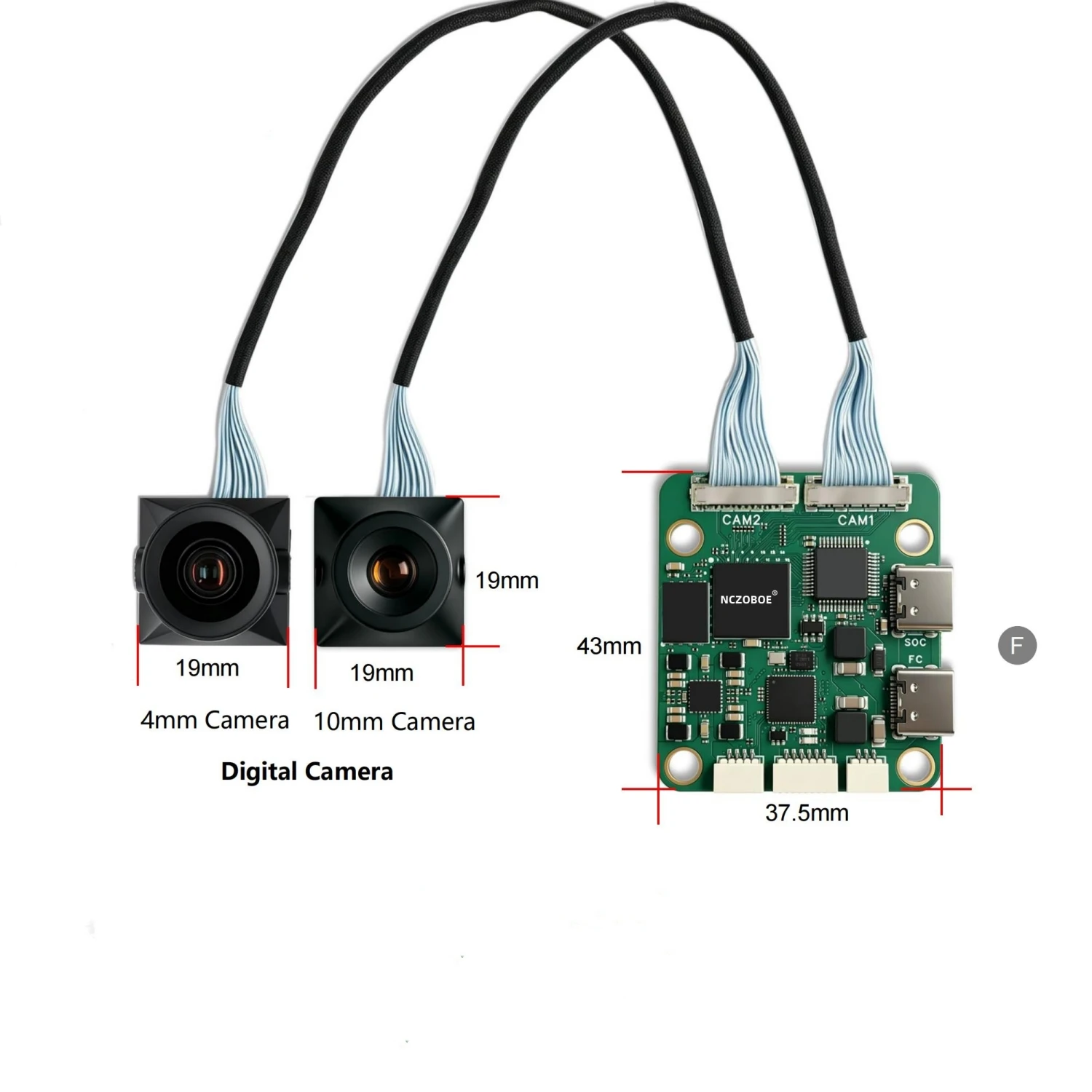 NCZOBOE Racing FPV Locking Tracking AI Thermal Dual Cameras Target Recognition Tracking for FPV