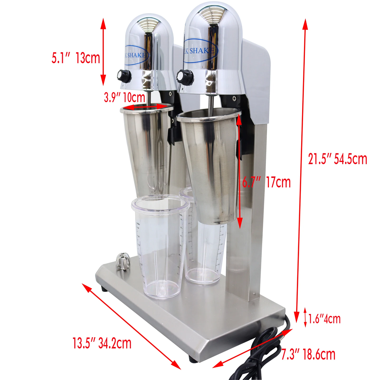 110V Commercial Double Heads Milk Shake Mixer Stainless Steel Electric Milk Shaking Machine Milkshake Maker Silent Milkshake Mak