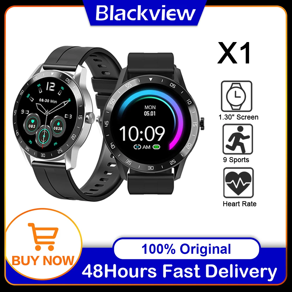Blackview X1 ساعة ذكية 5ATM مقاوم للماء معدل ضربات القلب ساعة رياضية النوم مراقب فائقة طويلة باتري للهاتف شاومي هواوي IOS
