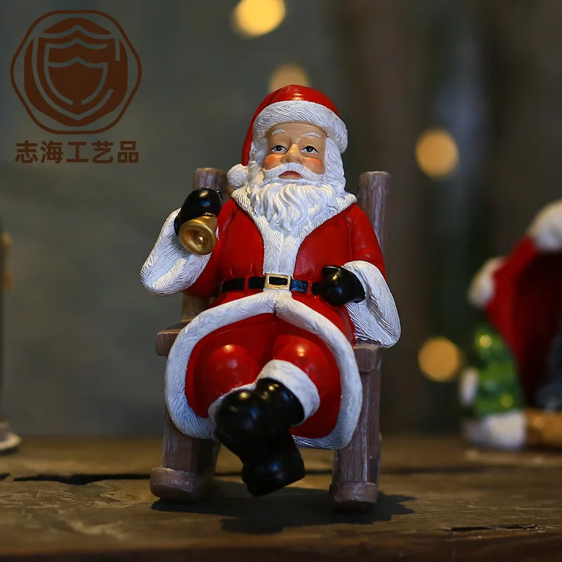 

Rocking Chair Santa Claus Resin Statue - Christmas Decor, Festive Holiday Gift, Handcrafted Tabletop Figurine