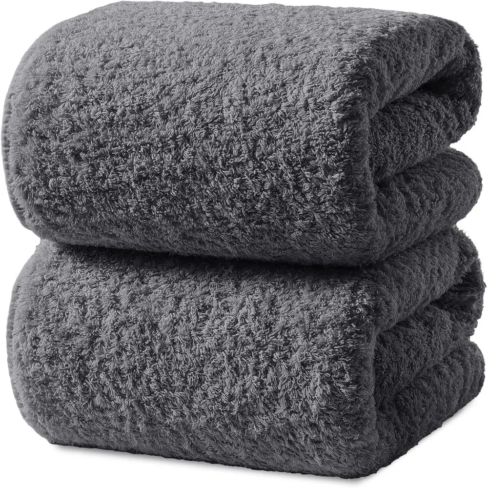 

Luxury 900GSM Thick Cotton Bath Towel Set - Super Absorbent, No Shedding, 2-Piece for Spa & Home Use in Smoky Grey