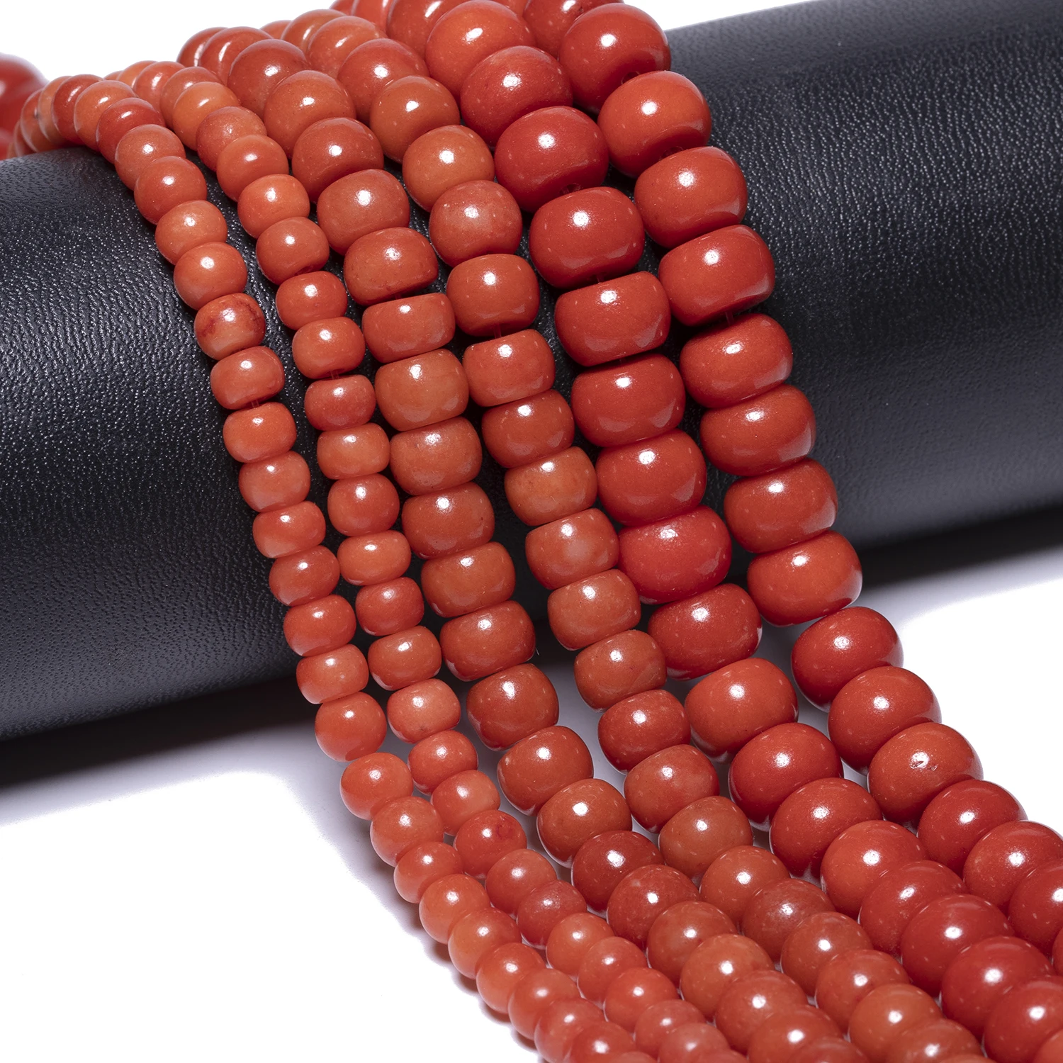 

Multi-size Red Coral Abacus Shape Smooth Stone Beads for Handmade DIY Materials Bracelet Elegant Women's Fashion Accessories
