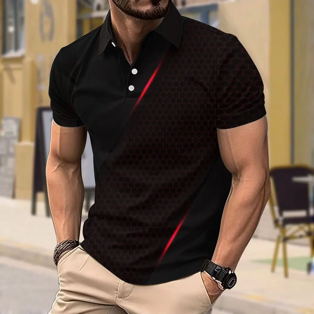 Cool Mecha 3d Printed Men's Polo Shirt Polyester Fiber Slightly Elastic Sports Short-sleeved Top Summer Casual Loose Polo Shirt