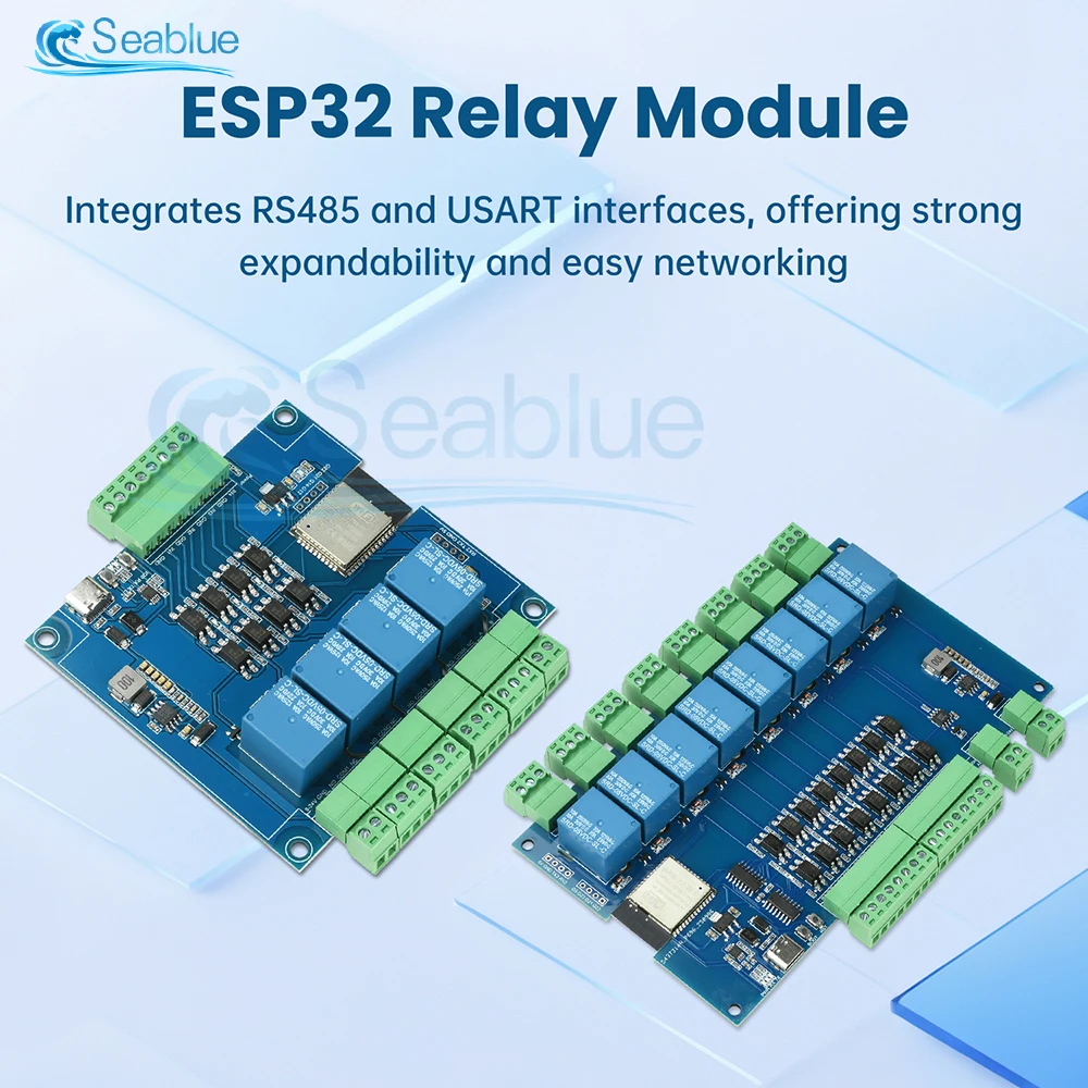 DC 9-24V ESP32 Relay Module 4/8 Channel With Modbus WIFI Bluetooth RS485 Optocoupler Isolation Type-C For Industrial Automation