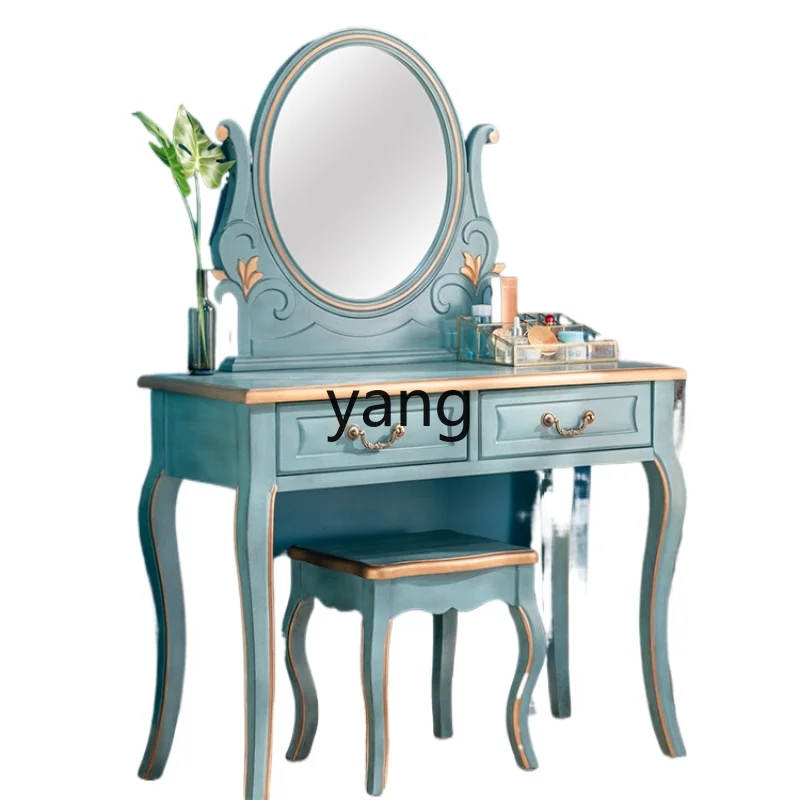 Yjq Dressing Table Retro Mediterranean Style Makeup Bedroom Furniture American Dressing Table