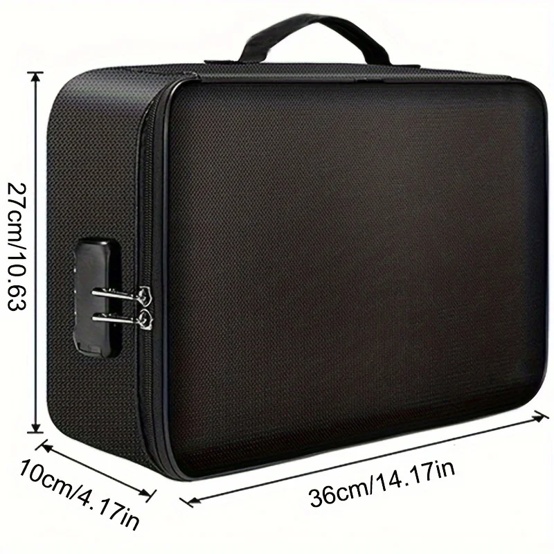 1pc Fireproof Document Bag with Combination Lock, 3-Layer Water-Resistant File Storage Case, Files & Certificates
