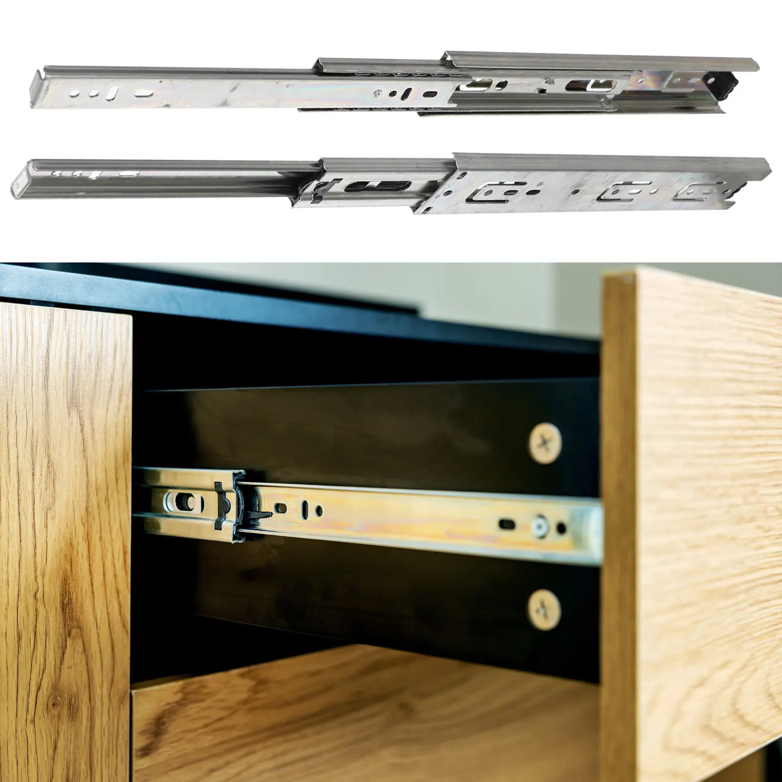 

2Pcs Sliding Drawer Rail 10 Inch Full Extension Cabinet Guide Cold Rolled Steel Ball Bearing Smooth Glides for Desk Filing