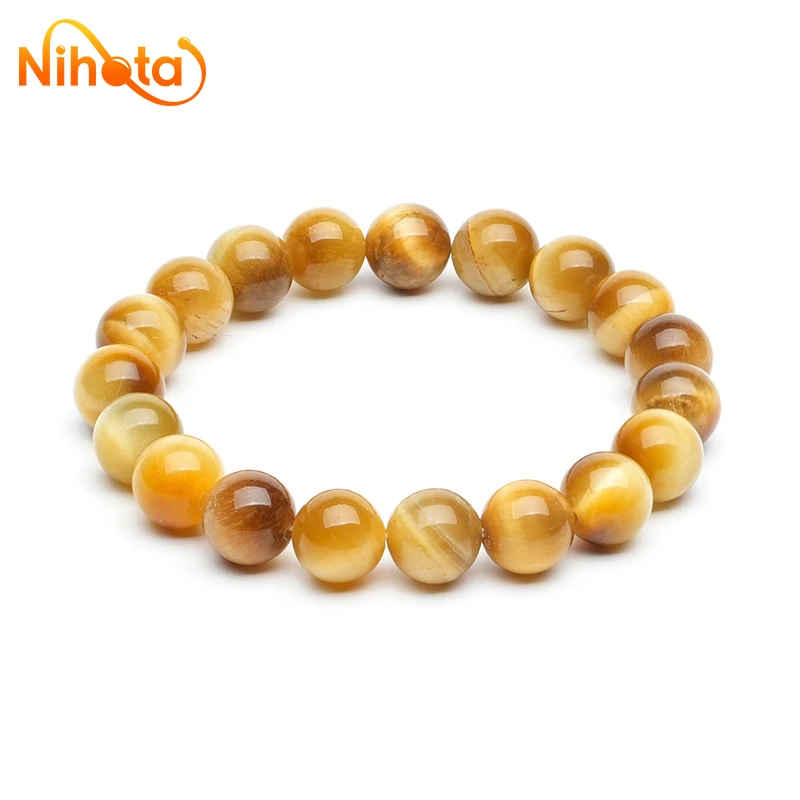 Natural Golden Tiger Eye Stone Bracelet for Women and Men Elastic Strand Bracelets Unisex Jewellry Energy Bangles 6/8/10/12mm