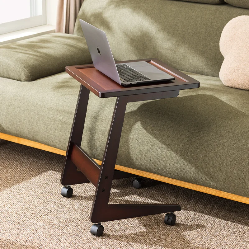 removable table with wheels mini coffee table living room small apartment household square corner table computer bedside table