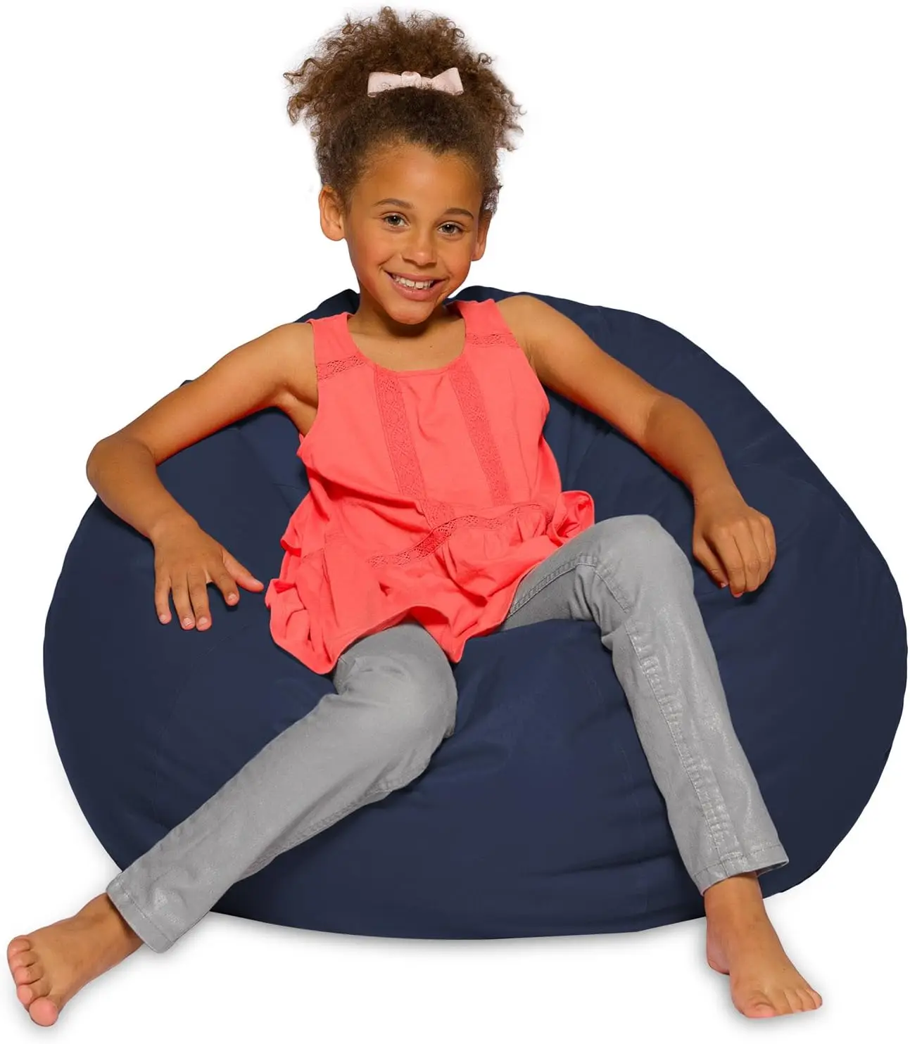 

Large Comfy Bean Bag Chair with Removable Washable Cover for All Ages - 27 Inch Navy Blue Polyester Lounger