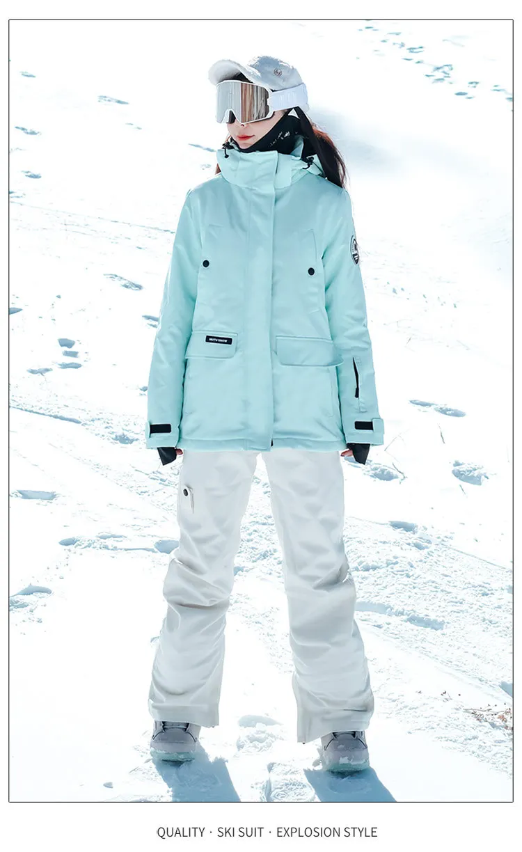 2024 Waterproof breathable women ski suit 2 pieces sports workout winter warm custom wholesale