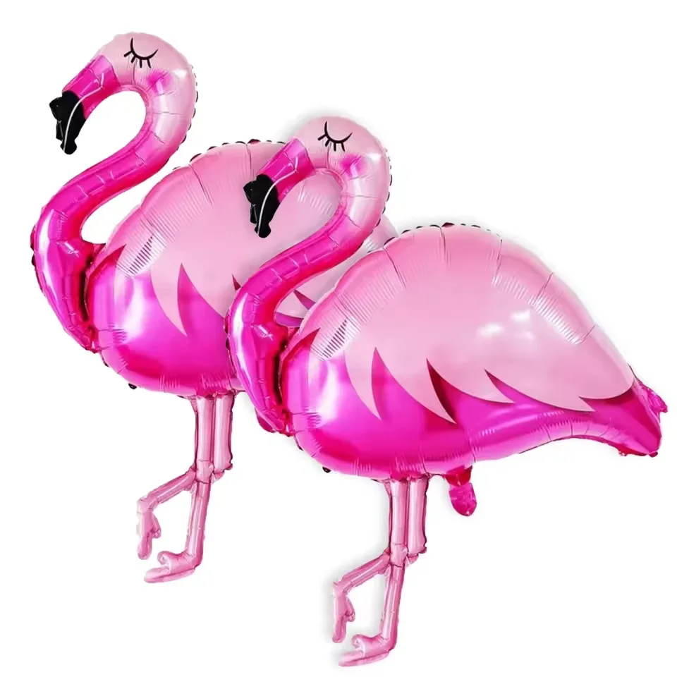 2PCS Large Pink Flamingo Polyester Aluminum Foil Balloons Hawaiian Parties Birthday Parties Baby Showers Festive Party Supplies