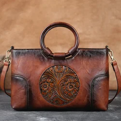 Fashion PU Women's Bag Embossed Retro Handbag Clash Color Temperament Mom Bag Literary National Style Small Square Bag