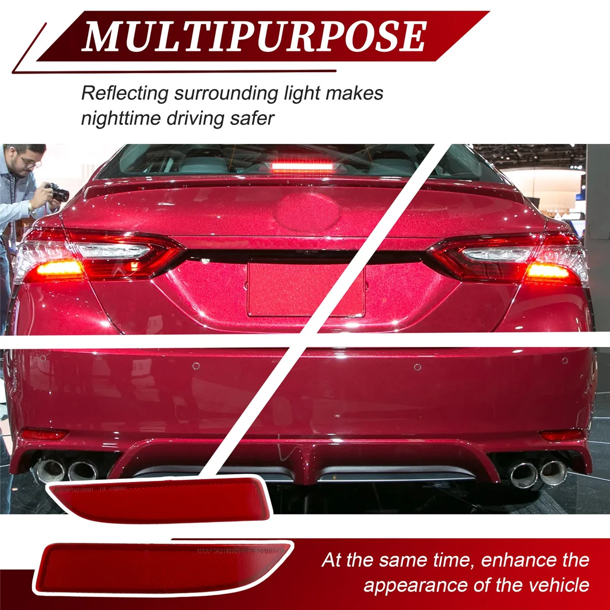 1Pair Rear Bumper Reflectors Tail Lamps Light Reflex for Toyota Avalon 2019-2020 81920-07020/53040 81910-07020/53040