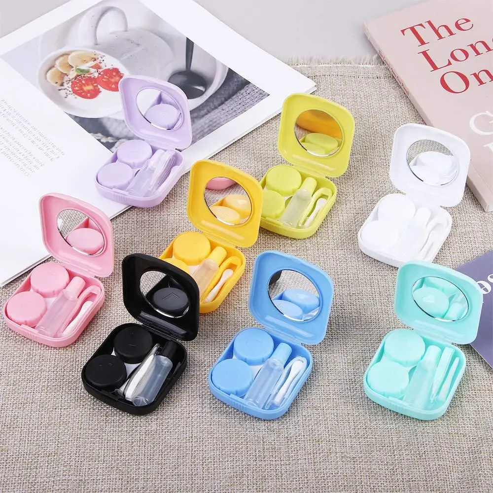 Mini Portable Male For Beauty Pupil Candy Color Female Lenses Case Storage Lenses Box Contact Lens Case Mirror Container