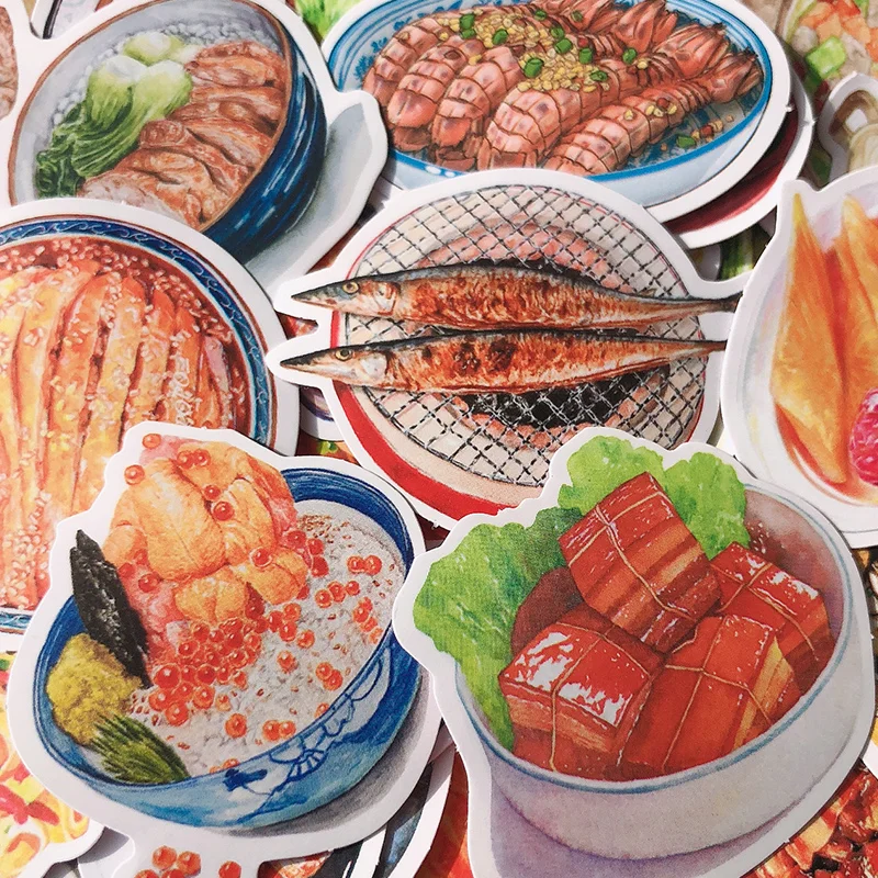 155 Stück Rezeptaufkleber, Kawaii chinesische und koreanische Lebensmittel-Reiseaufkleber, dekorative Handyhülle für Kühlschrank, Wasserbecher
