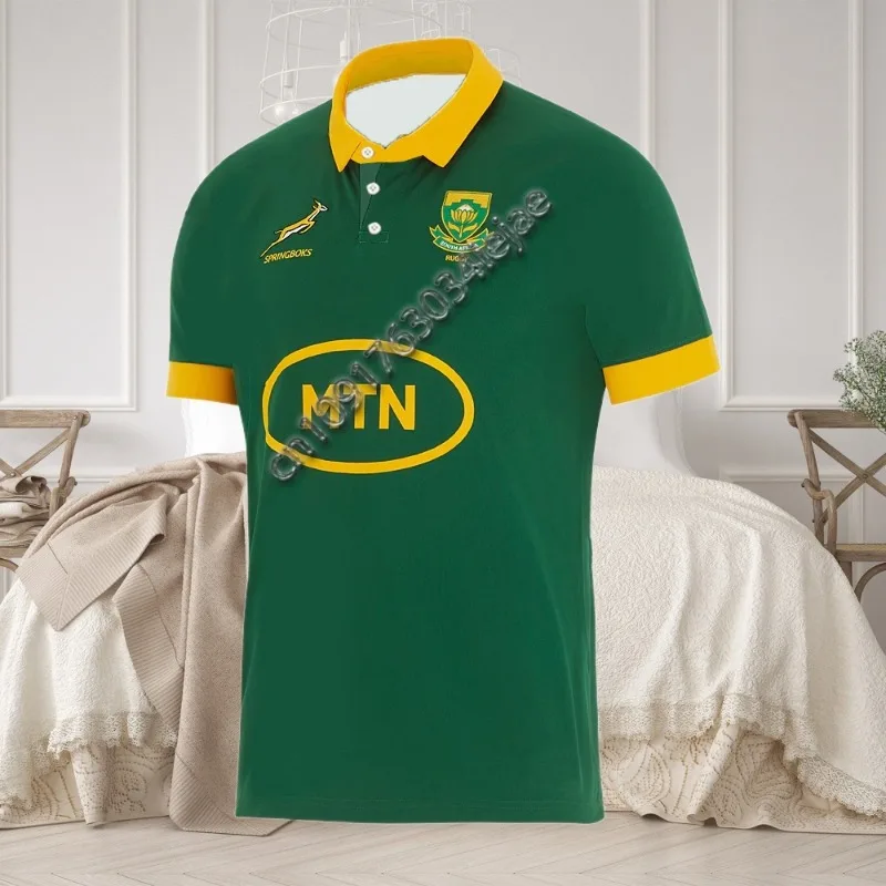 

MOTO-Unisex South Africa Springboks 24/25 Home Jerseys Training Away Jersey 3D Printed T-Shirt Rugby KIT Adults Breathable Top
