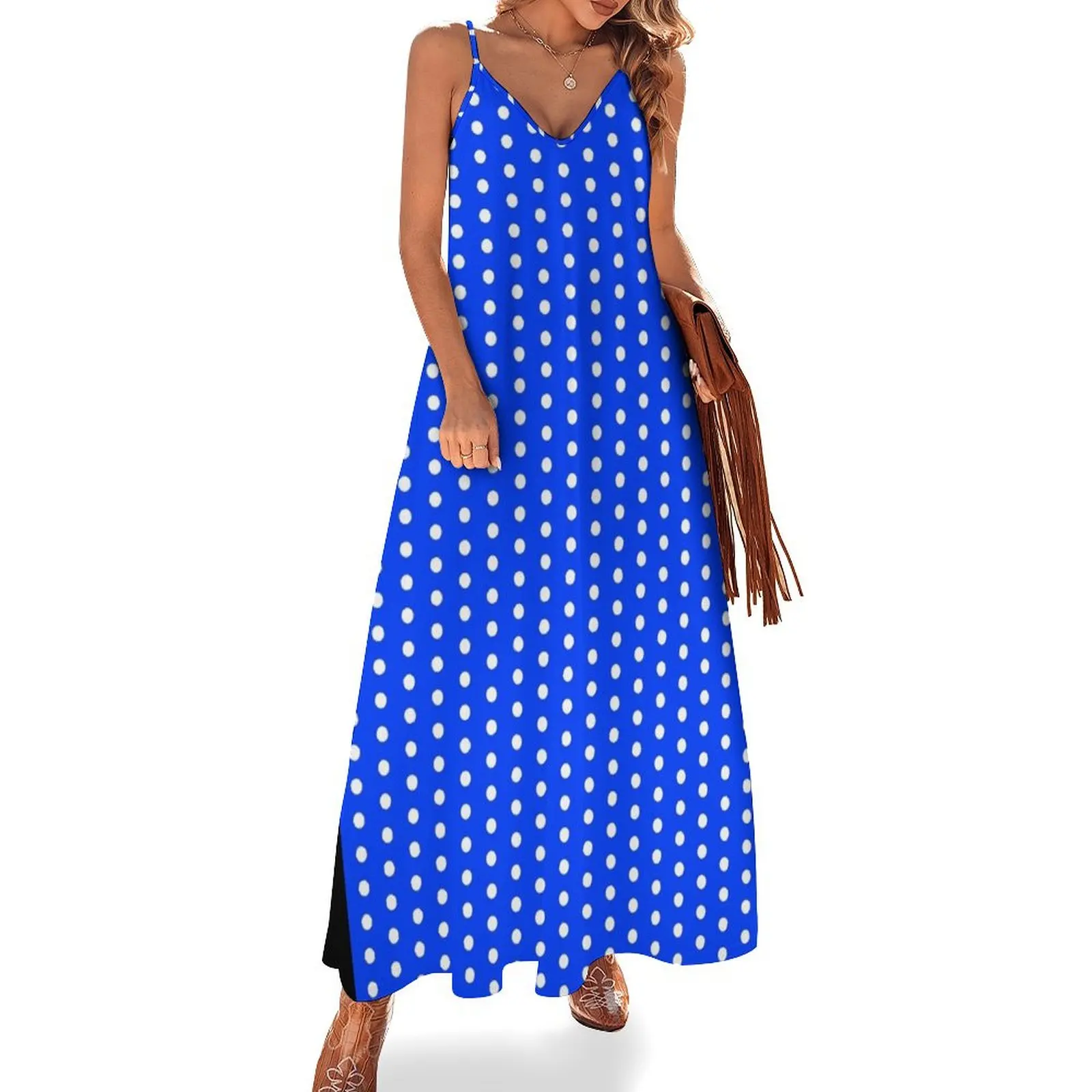 

Blue Dress with White Polka Dots, A-Line, Pencil Skirt and More Sleeveless Dress cocktail dresses dresses for prom Dress