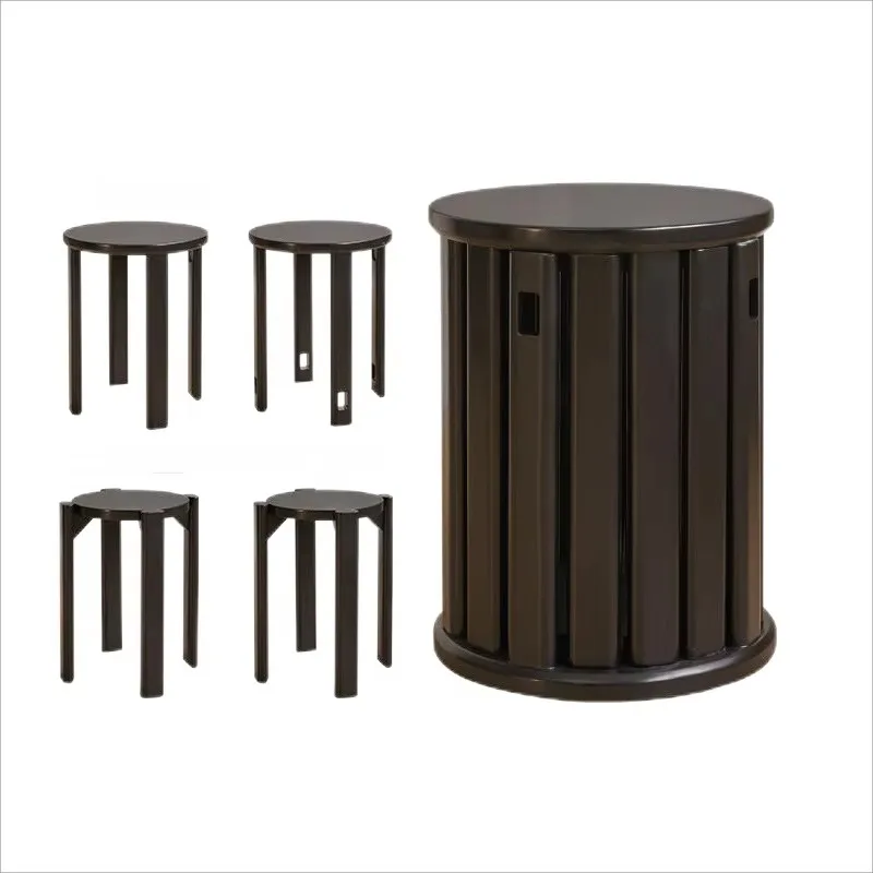

【Popular】 Modern Round Solid Wood Dining Stool Collapsible Ottoman With Storage For Home Living Room Outdoor Entry Use Factory D