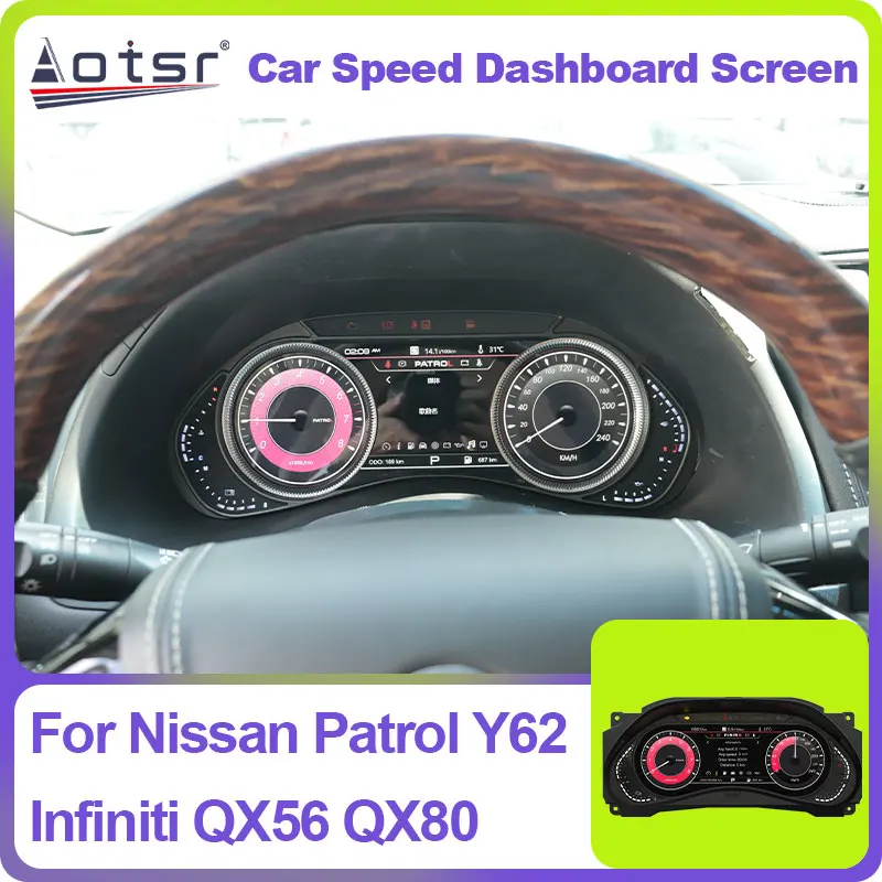 

Digital Cluster Virtual Cockpit For Nissan Patrol Y62 Infiniti qx56 qx80 Car Speed Dashboard Screen GPS Navi Multimedia Player