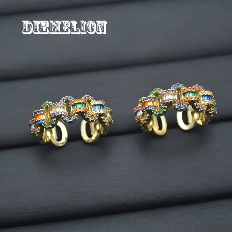 Chic Dazzling Cuban Link Chain Rings for Women Full Pave Rainbow Zirconia Tennis Ring Fashion Accessories Hiphop Rock Jewelry