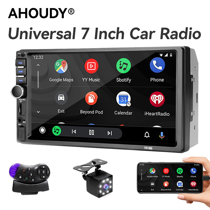  AHOUDY 7 Inch Car Radio Carplay Android Auto 2 DIN MirrorLink Universal Auto Radio Touch Screen Bluetooth FM 