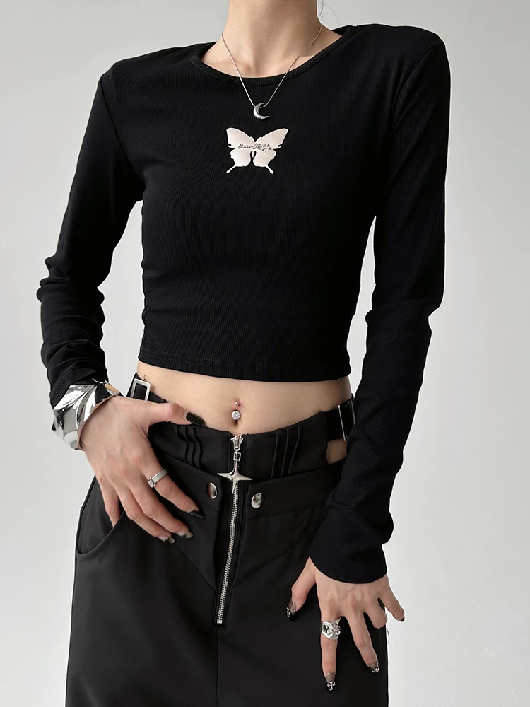 レディース ロングスリーブ Tシャツ スイート＆スパイシー スリーブデザイン インナーウェア 綿混紡 弾性繊維 通勤 ファッション