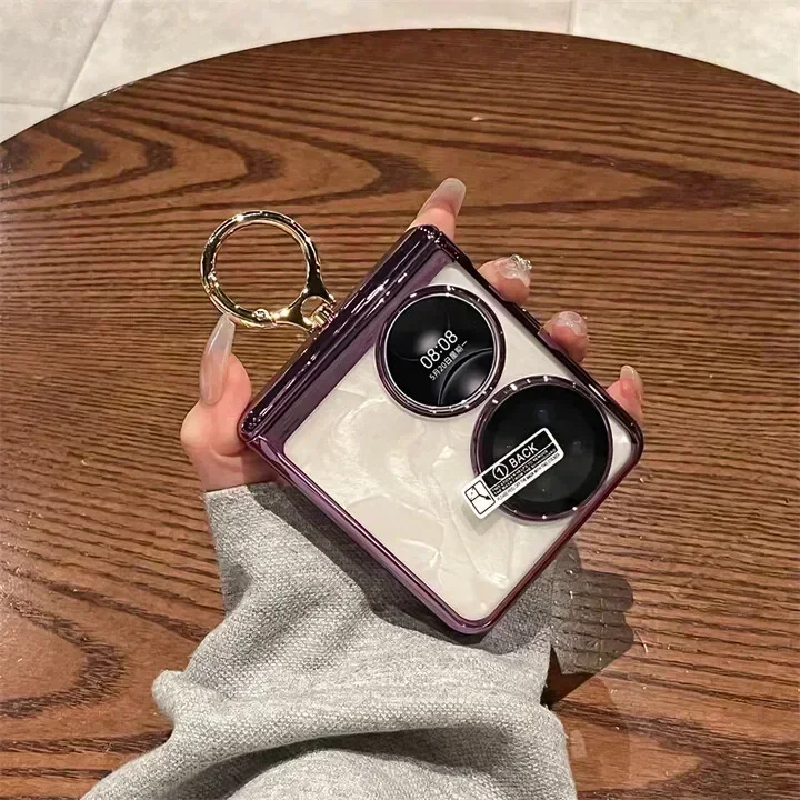 

For Huawei Pocket 2 Phone Case Electroplated Ring Transparent Ultra-thin Lens All Inclusive Hinge Folding Protective Cover