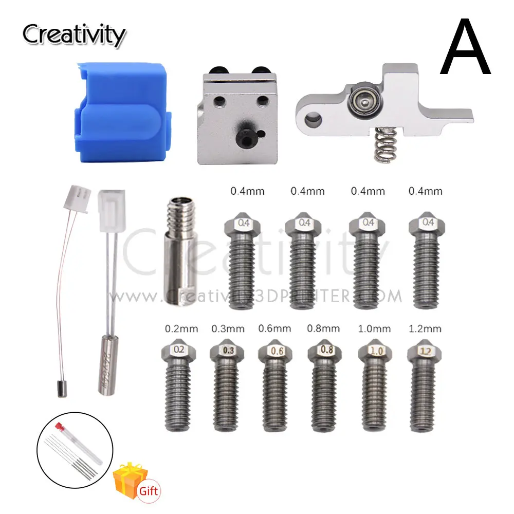 

Sidewinder X1/Genius Hotend Kit 24V 64W Heating Tube Thermistor Volcano 1.75mm 0.4mm Nozzle Heat Block 3D Printer Hotend