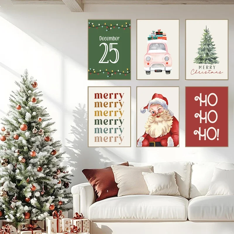 عيد ميلاد سعيد جدار الفن يطبع سانتا شاحنة عطلة ديكور قماش اللوحة لغرفة المعيشة المنزل السنة الجديدة هدية ديكور عيد الميلاد الحديث #1