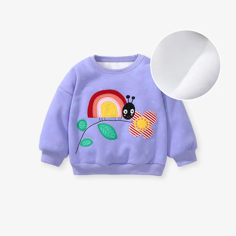 

New Autumn and Winter Girls' Fleece Sweatshirt Long Sleeve Pure Cotton Children's Top Set