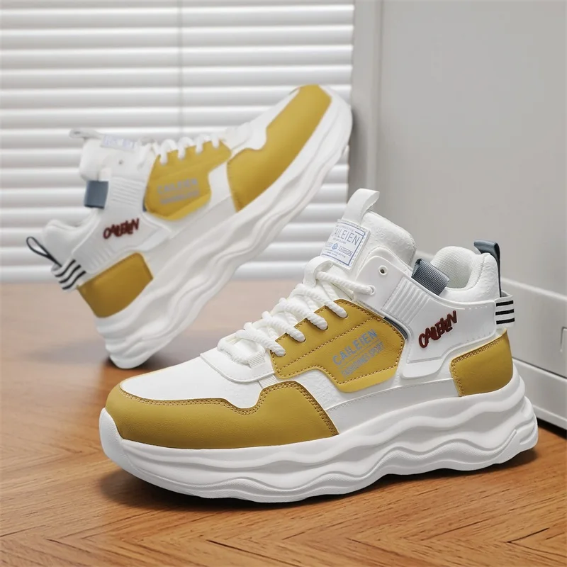 

2026, новая мужская спортивная обувь, кожаные удобные повседневные кроссовки на толстой подошве, уличная дышащая повседневная прогулочная обувь для мужчин