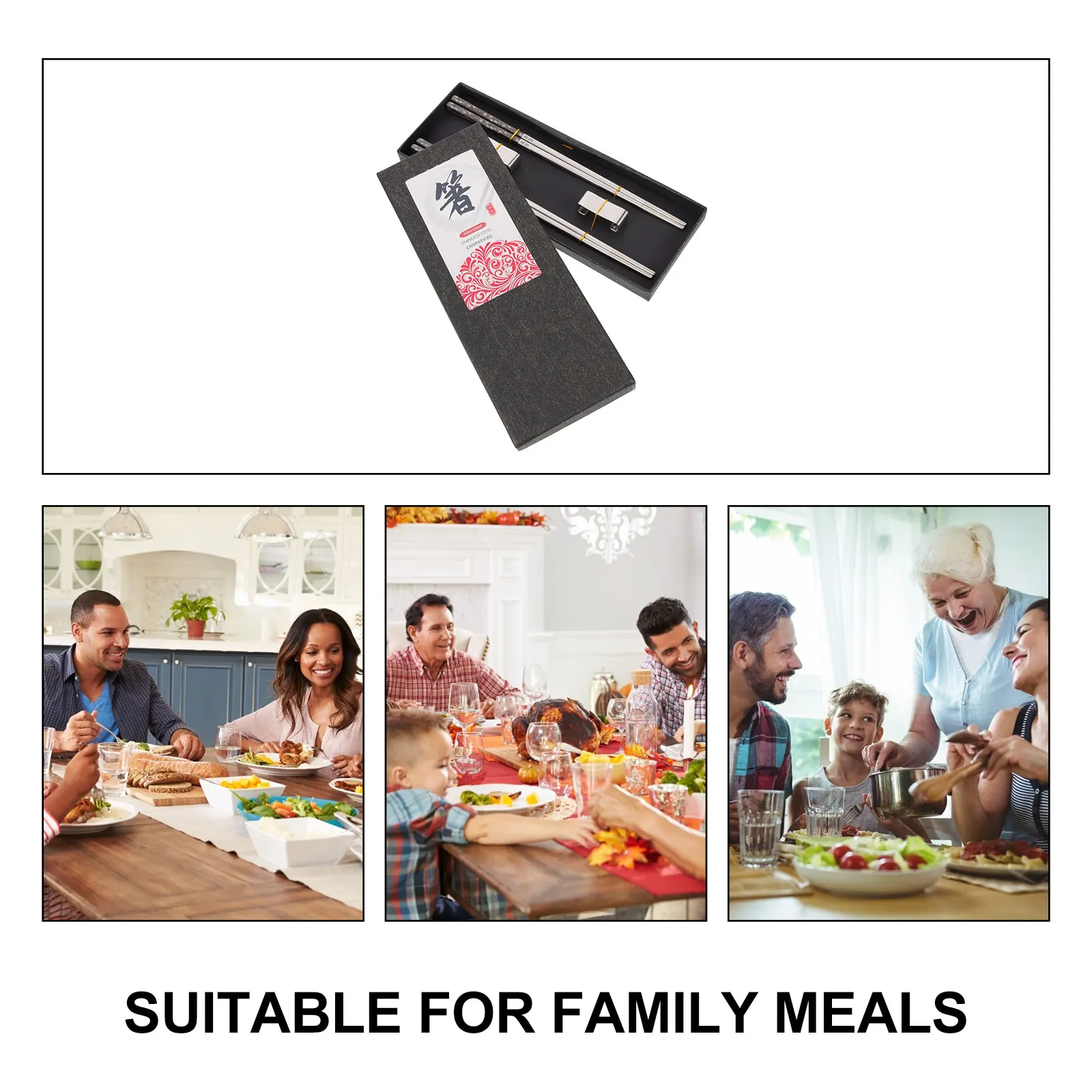 

1 Set Stainless Steel Chopstick Set Multi-Function Compact Reusable Rust Proof Lightweight Household Dinner Supplies Chopstick