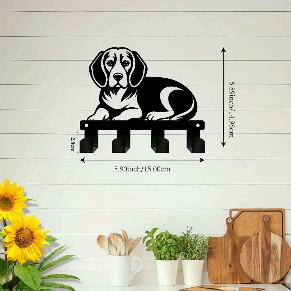 CIFBUY Metal Beagle Dog Wall Hook Cute Key Rack Hat Ribbon Holder for Hallway Office Kitchen Bathroom Porch Home Decor