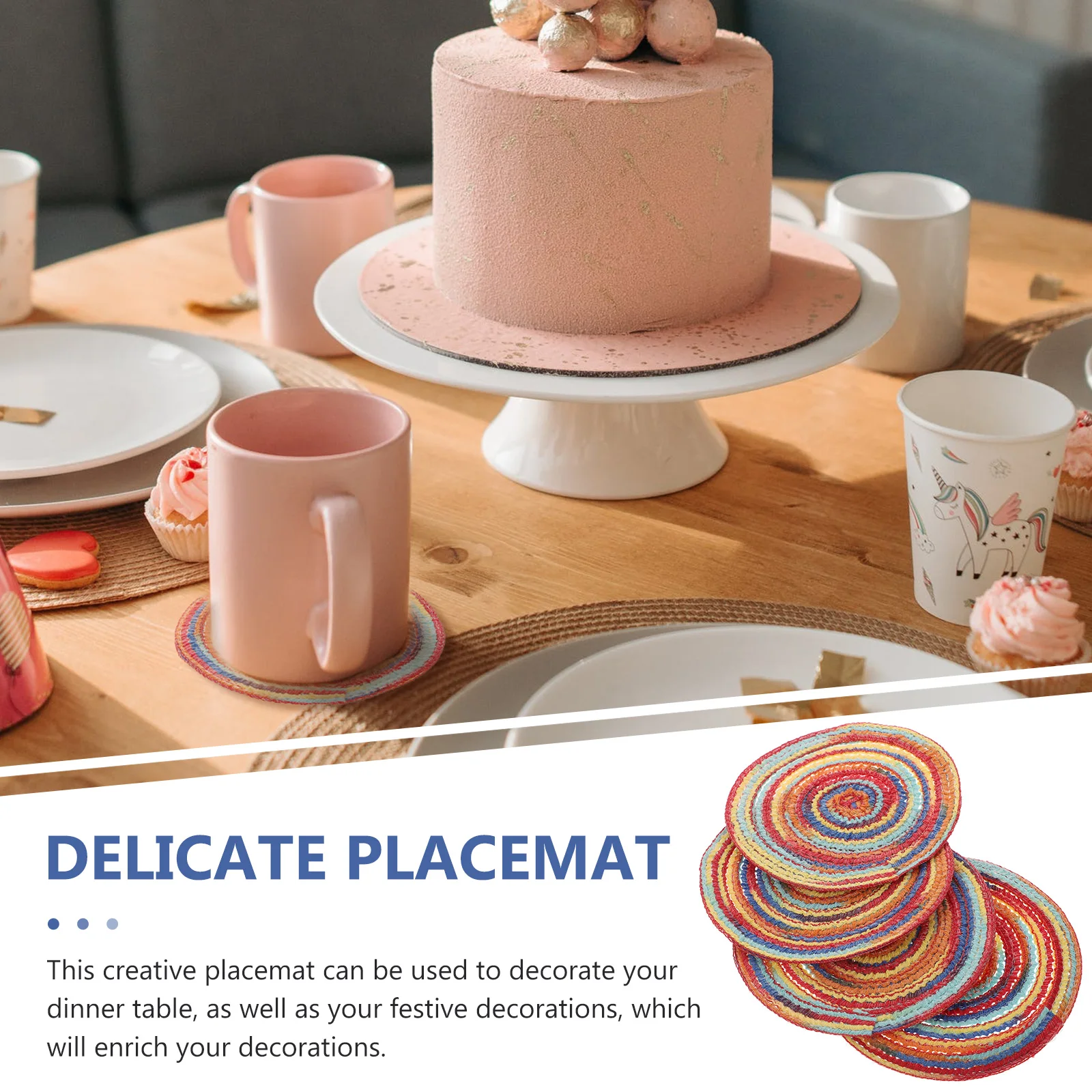 

4pcs Round Coasters Placemats Insulation Mats Table Protectors Decorative Bohemian Style For Dining Plate