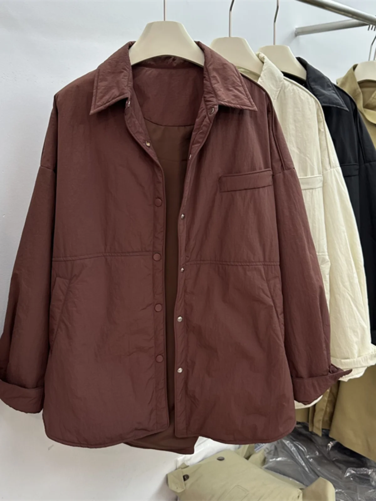 

Ele Cotton irt Jaet Женская свободная повседневная теплая легкая зимняя верхняя одежда на пуговицах Long Sve C...