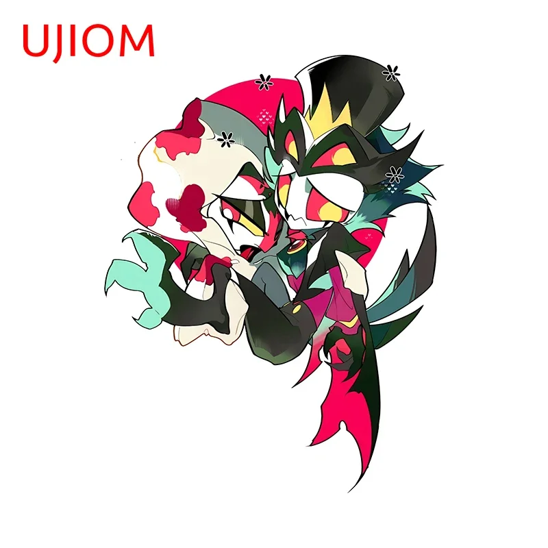 UJIOM 13cm × 10cm Helluva Boss Stolas with Blitzo Wall Sticker Personal Cartooon Graphics Decals Creative Aesthetic Room Decor