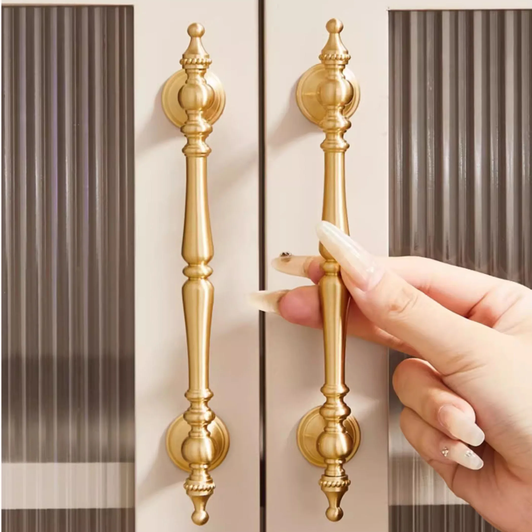 Nordic Solid Brass Round Knobs Antioxidant Protection Kitchen Cabinet Handles Golden Wardrobe Pulls Luxury Furniture Hardware