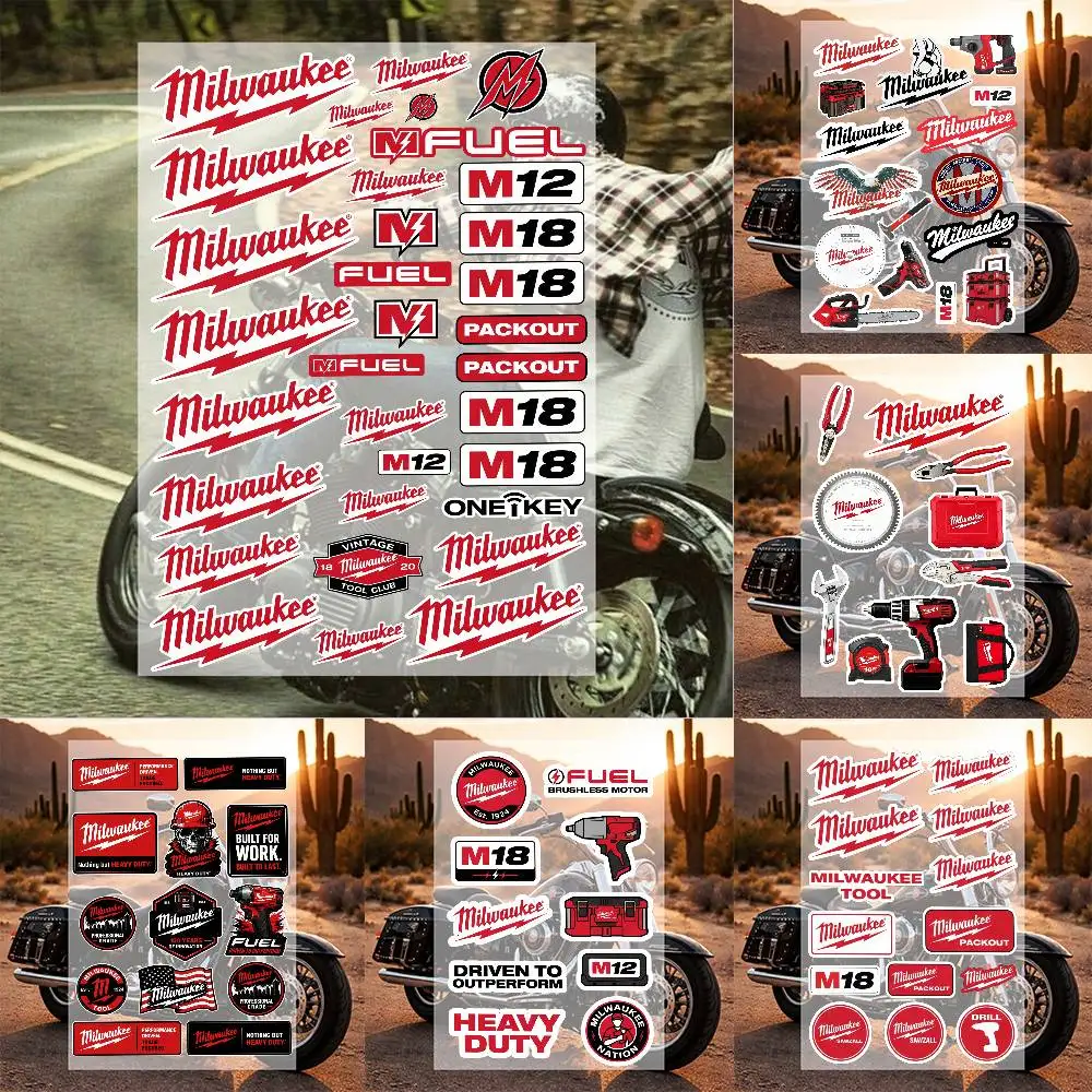 Industrial Style Vinyl Stickers, Retro Eagle & Power Tool Graphic Decals, Multi-purpose Decor for Car Toolbox Helmet Luggage